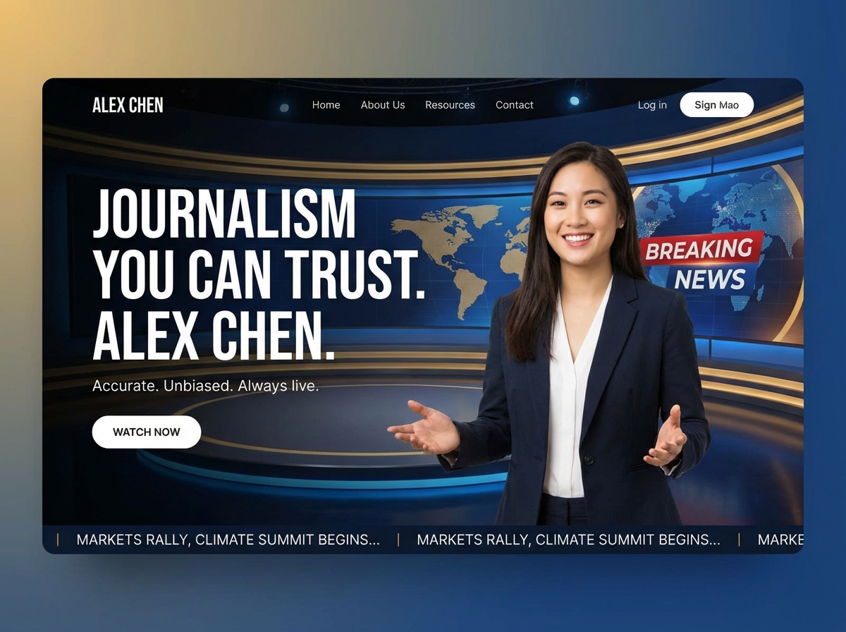Build Your Professional News Anchor Website in Minutes website preview