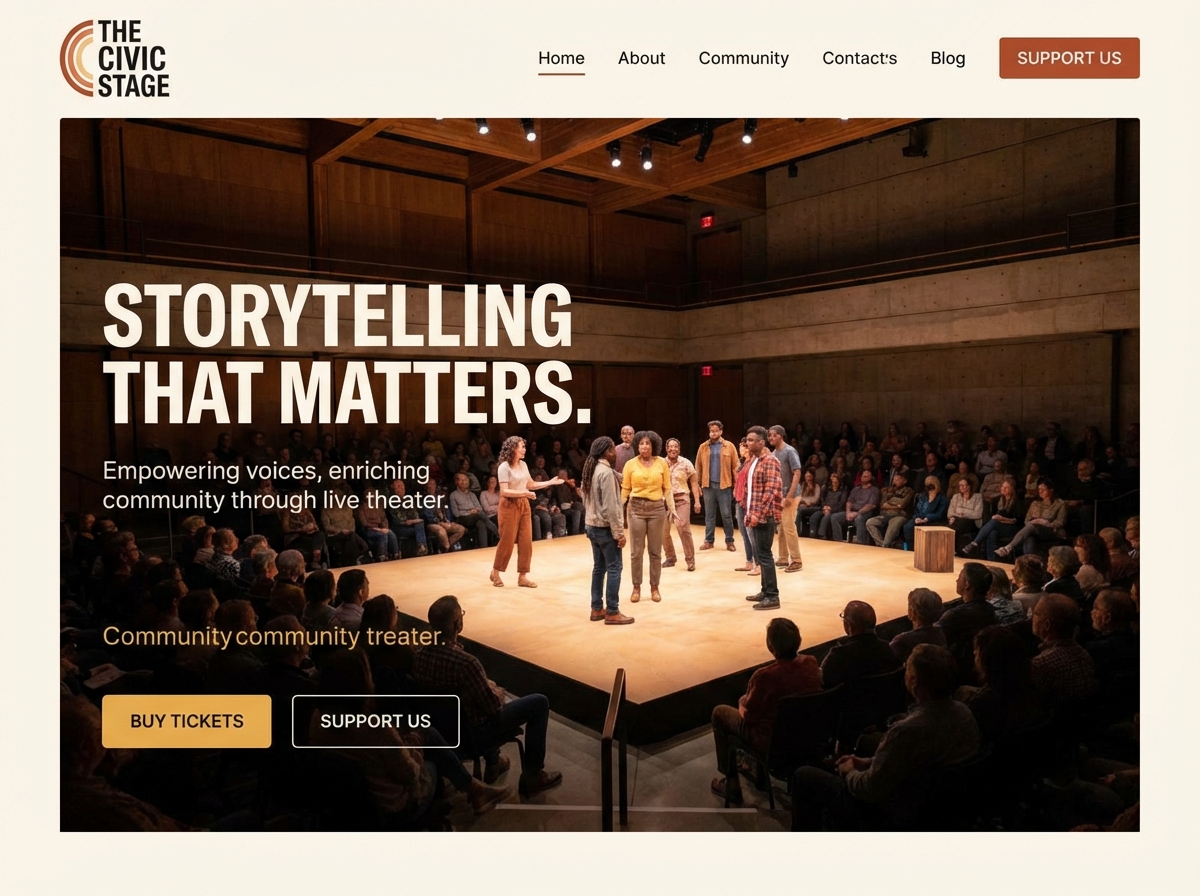 Build Your Engaging <span class='gradient-text'>Nonprofit Theater</span> Website website preview