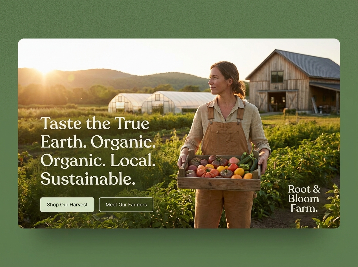 Build Your Organic Farm Website, Effortlessly. website preview