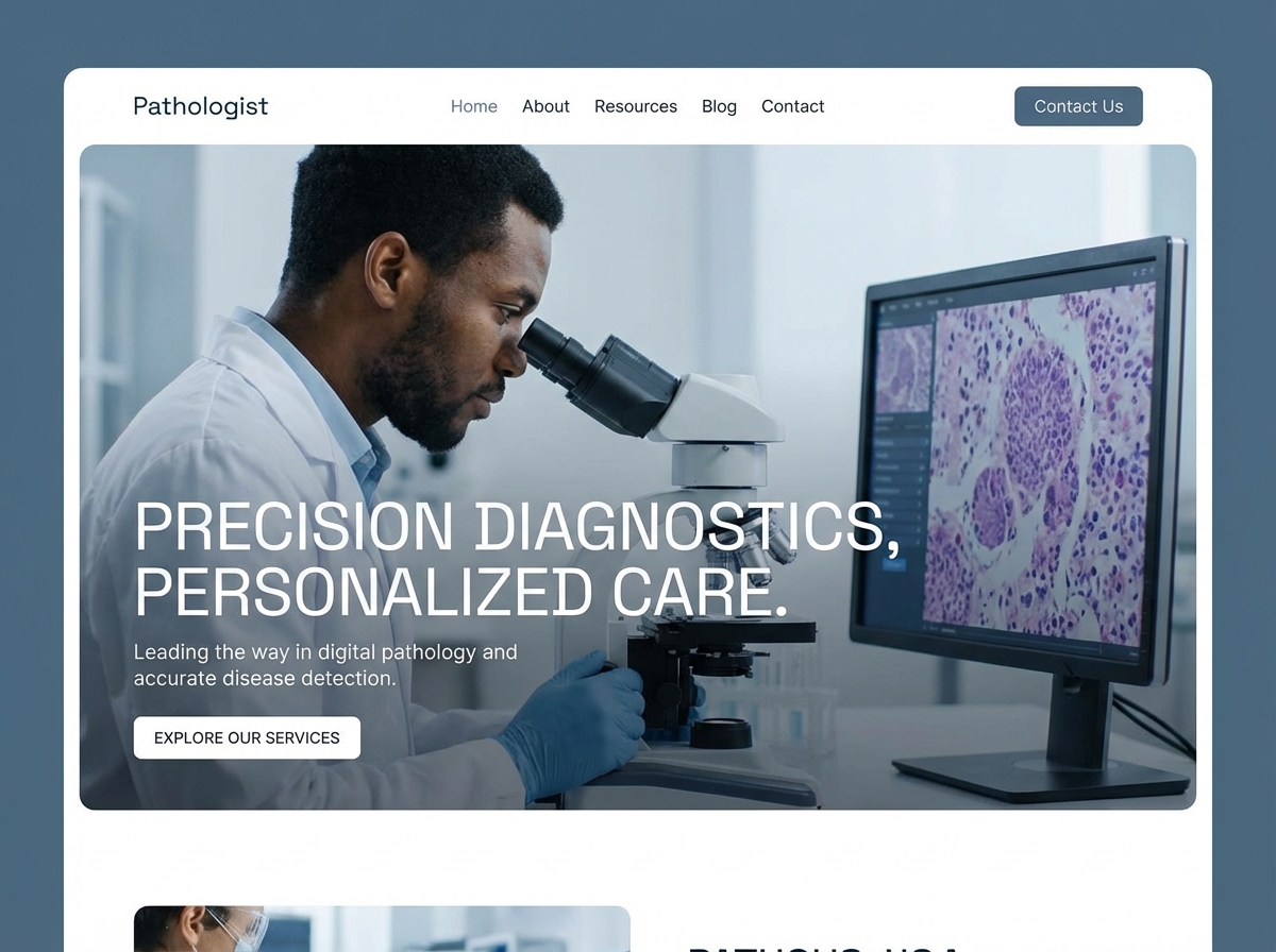 Build a Professional Pathologist Website, Effortlessly. website preview