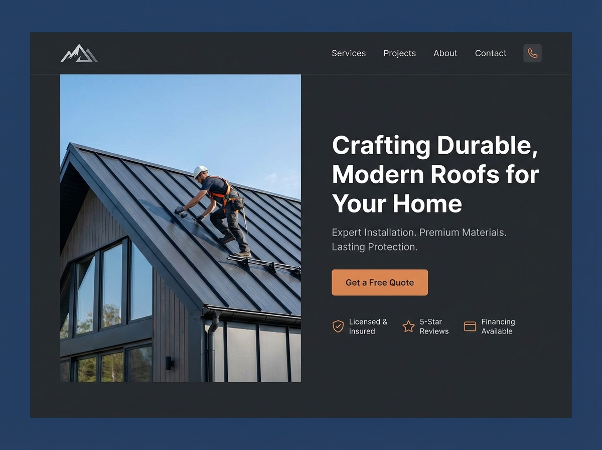 Build Your Premier Roofing Company Website Today website preview