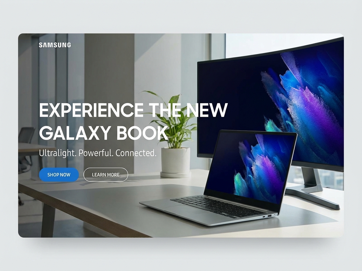 Build a stunning showcase for your <br class='d-none d-md-block'/> <span class='gradient-text'>Samsung Notebooks</span> website preview