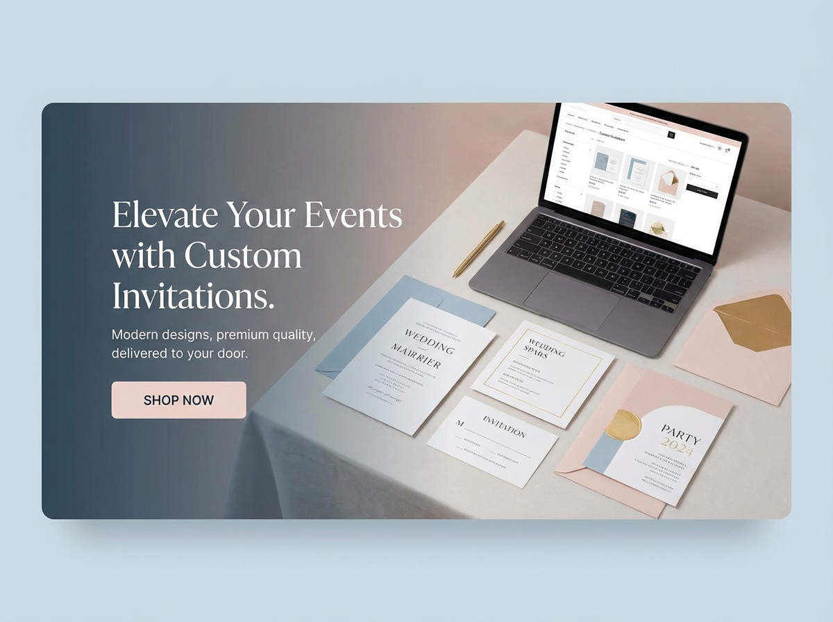 Build Your Store, Start Selling Invitations Online website preview