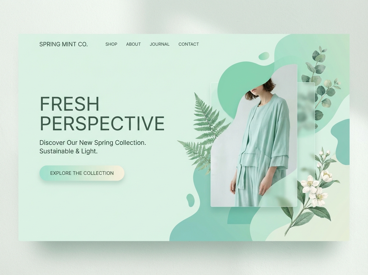 Unleash Creativity with Grigorra's beautiful spring mint color themes. website preview