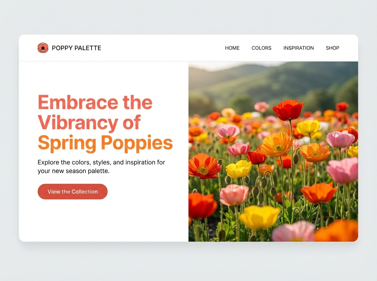 Unleash Vibrant Designs with Grigora's Spring Poppy Color website preview