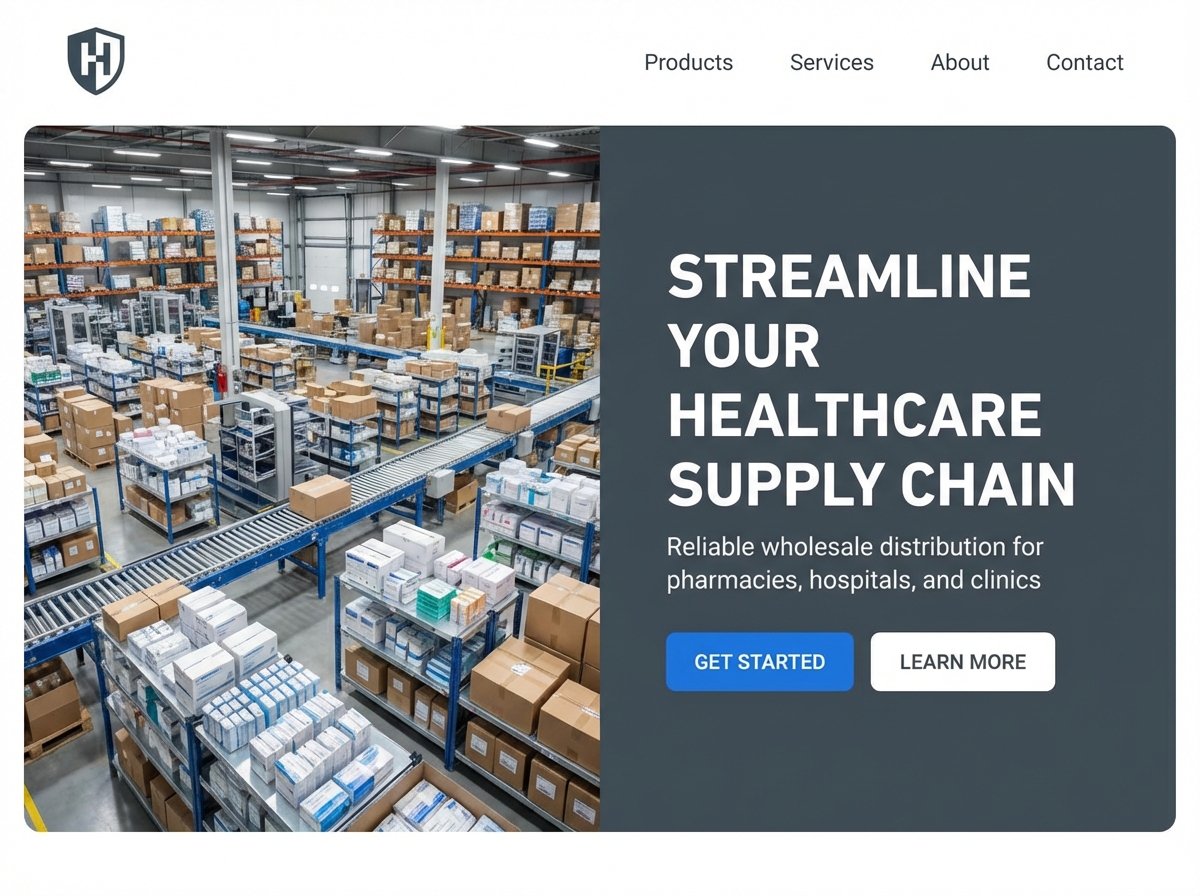 Streamline Your Wholesale Distribution for Healthcare Business Online website preview